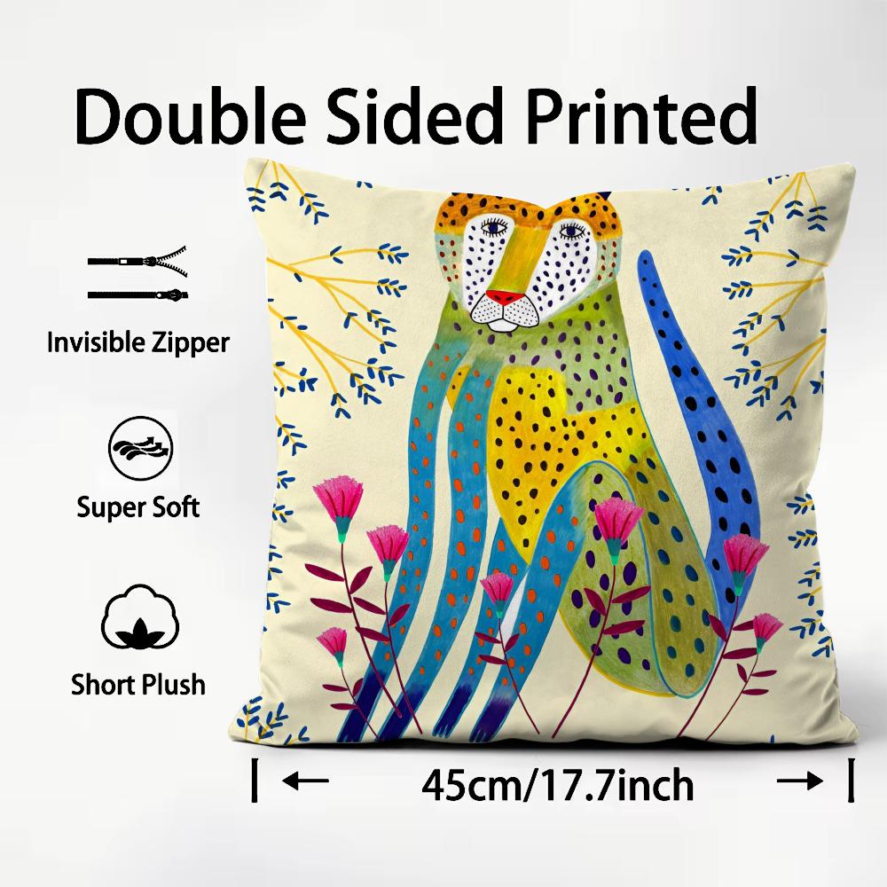 

Geometric Animal Leopard Cushion Cover Plush Fabric Soft DoubleSided Printed Sofa Warm Winter Home Child Gift Pillow Case 30X30cm