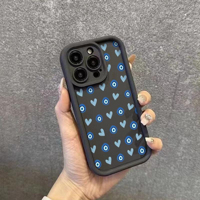 Phone Case Blue Heart-shaped Eyes Pattern For iPhone 17 16 Pro Max 11 13 12 14 15 8 7 Plus XS XR X 16E 17E Shockproof Soft Cover