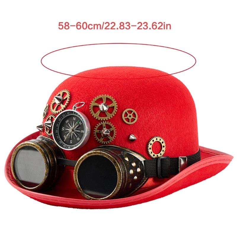 Steampunk Styles Oval Top Hat With Removable Goggles And Compasses Halloween Costume Accessory for Women and Men