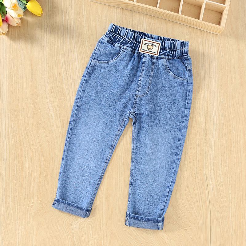 Jeans droits Printemps/Automne 2025 Filles & Garçons - Style Délavé pour Enfants Moyens & Grands