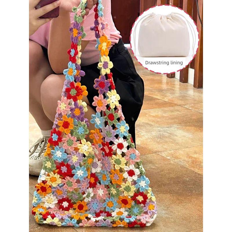 

Процветающие цветы ~ Сделай сам Ручная работа Вязание крючком Цветочный материал Сумка Женская Летняя Пляжная Отпускная Дорожная Сумка Большой Вместимости Lining/material bag + crochet tool + tutorial