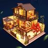 DIY Wooden Dollhouse Town Architecture Doll Houses Miniatures with Furniture Toy Children Birthday Gift