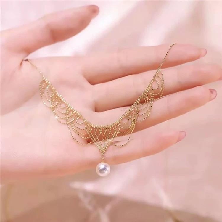 

Кружевное Ожерелье Жемчужное Ожерелье Жемчужное Ожерелье Ракушки Кулон Европейский и Американский Стиль Легкие Роскошные Ins 45CM