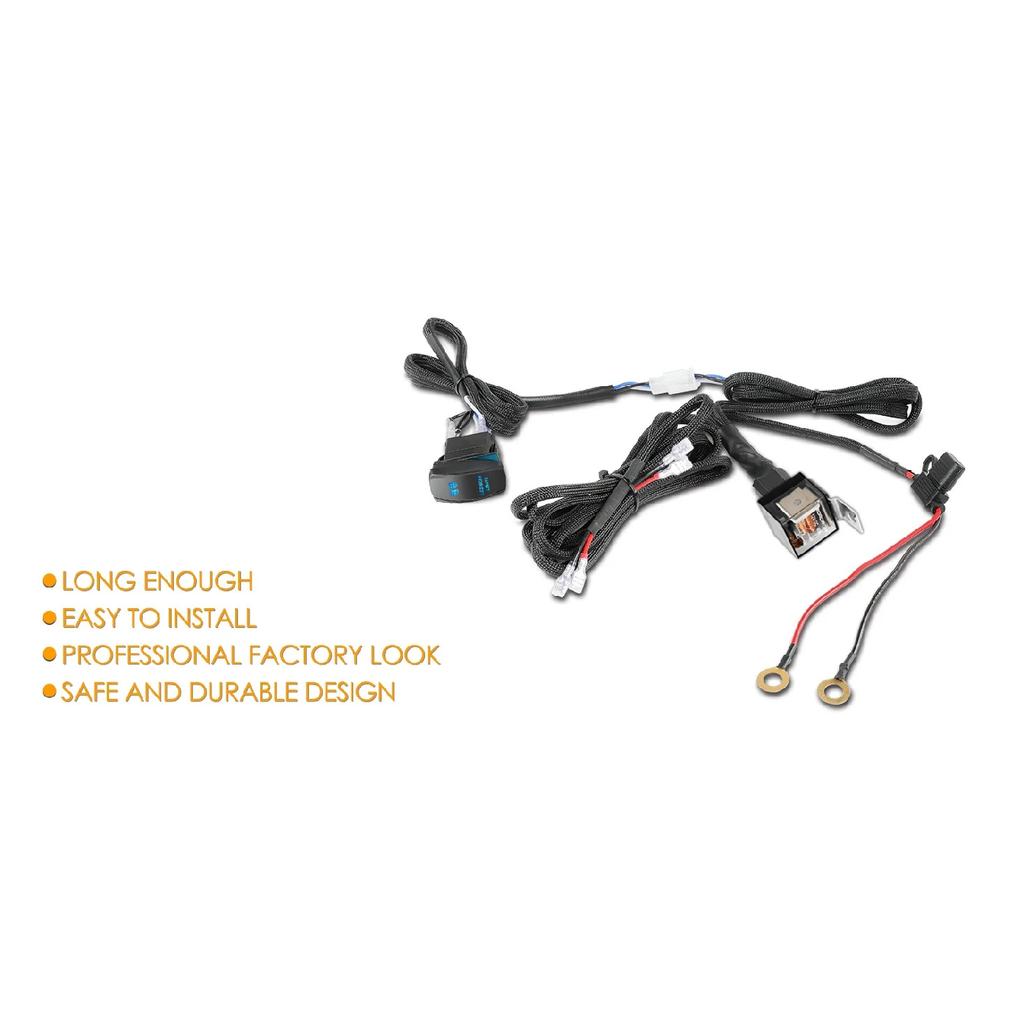 16.4FT LED Light Bar Wiring Harness Kit 300W 2Lead 16 AWG Universal LED Wiring Harness 12V 40A Relay On Off Switch Wiring Harnes