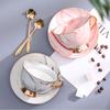 200ML Ceramics marble style Coffee Cup Set  with spoon Milk Tea Coffee Cup With Tray Porcelain Drinkware Set