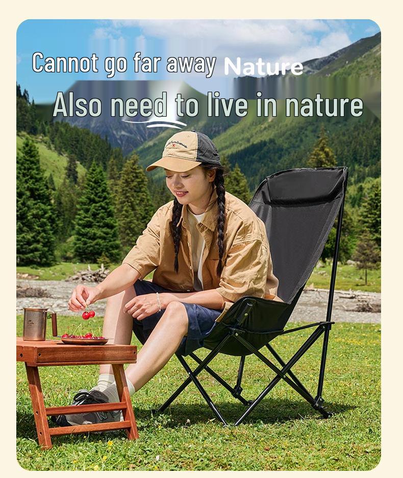 Portable Outdoor Folding Reclining Moon Chair with Adjustable Backrest and Four-Speed Settings