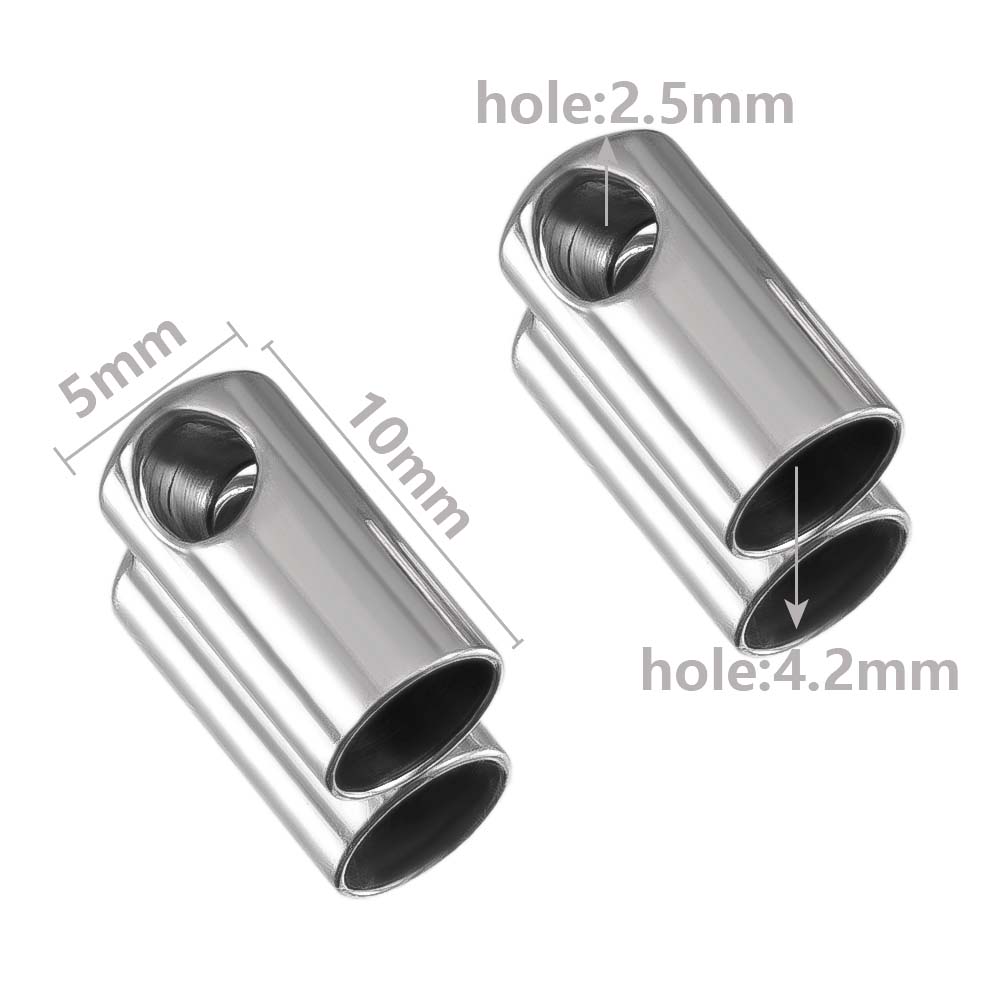 20pcs Stainless Steel Column End Tip Cap Crimp Clasps For DIY End Bead Caps Connector Necklace Leather Cord Jewelry Accessories