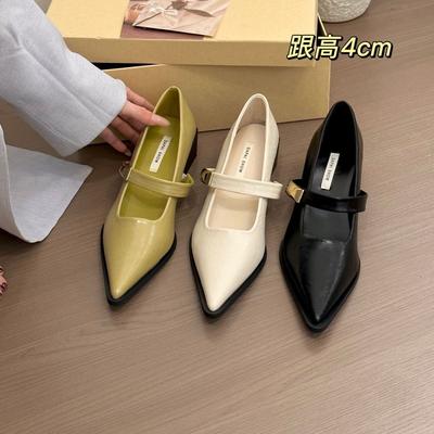 Internet Celebrity Explosion Casual Shallow Mouth High Heels Not Tired Feet Buckle Thick Heel Single Shoes Pointed Temperament Mary Jane Shoes