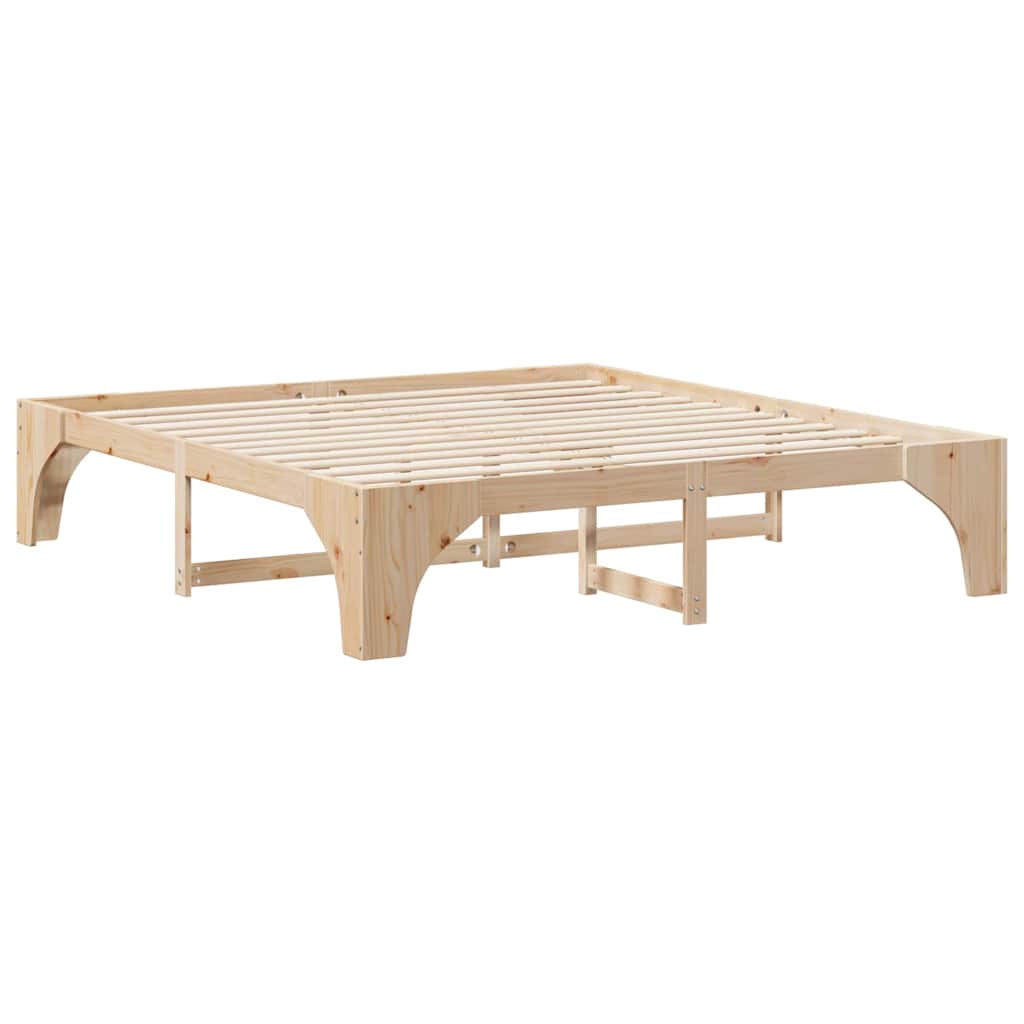 Brown Bed Frame 180 x 200 cm Solid Pine Wood