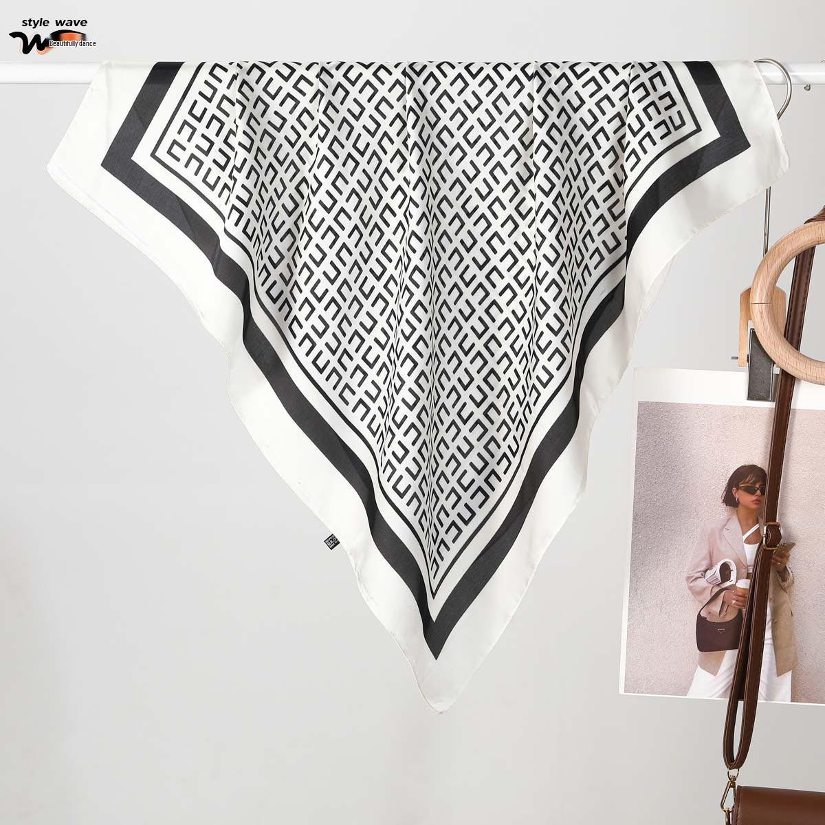 Korean Style Faux Silk Decorative Scarf 70CM Women s Versatile Patterned Scarf 70x70 CM