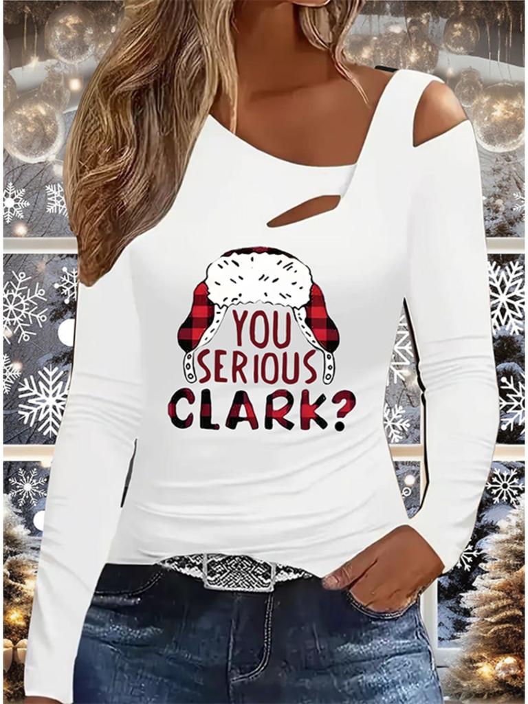 Autumn & Winter Women's New Casual  Long Sleeve Top  Christmas Pattern Ideal Halloween Christmas Gift T Shirt