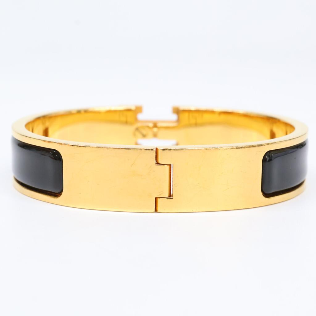 HERMES H700001 Click H Bangle Black / goldUsed
