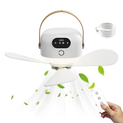 Portable Ceiling Fan USB Rechargeable Cooling Device Remote-Controlled Light 3 Gears Ceiling Fan for Garden Outdoor Patio Truck