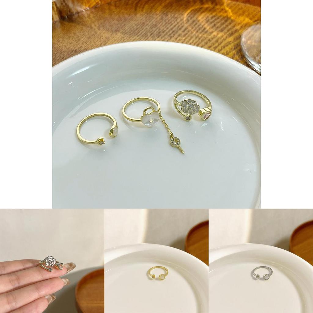 Stylish And Delicate Womens Ring Featuring Elegant Camellia And Opal Shimmering