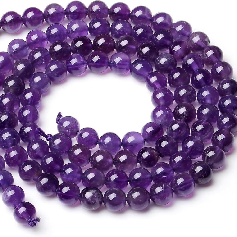 Amethyst Violet Natural Stone 4/6/8/10/12mm Beads 15"Strand Smooth Loose Spacer Beads for Jewelry Making DIY Bracelets Accessories