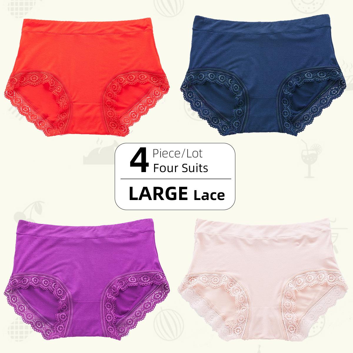 

4-5 шт./лот, женские трусики со средней и высокой талией, хлопковые кружевные трусики с промежностью, дышащий животик, большие размеры, женские треугольные брюки, нижнее белье, трусы 3XL