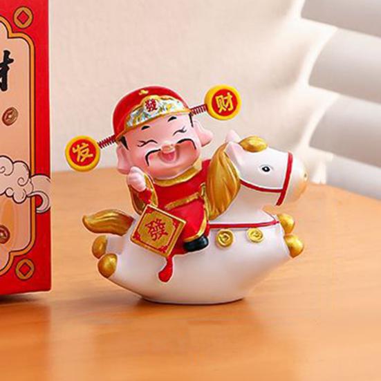 Čínské zvěrokruhové koňské sošky Rok koně Roztomilá otočná figurka koně Pryskyřice Šťastná Feng Shui ozdoba pro domácnost, kancelář, obchod Stolní dekorace