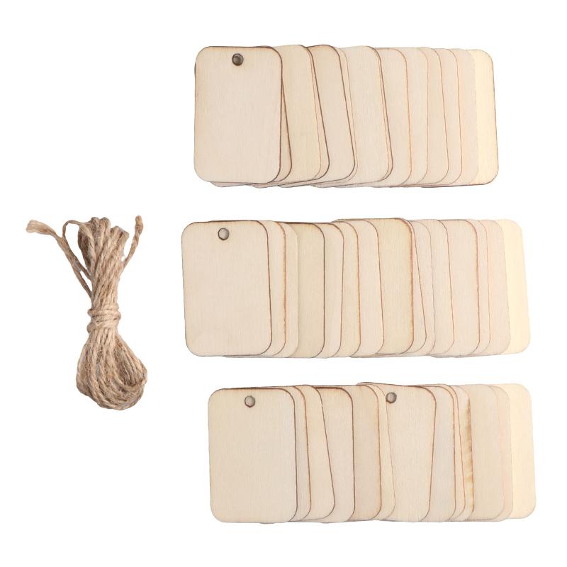 50Pcs Ornament Wood Planks Tags Wooden Hanging Labels Sheet Diy Engraving Crafts