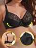 Reggiseno taglie forti per donna, stile francese romantico, biancheria intima sexy in pizzo, copertura completa, bralette traspirante con spugna e ferretto, lingerie con coppa D