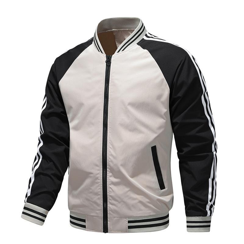 Men S Stand Collar Long Sleeve Patchwork Autumn Casual Jacket