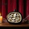Decorative Pumpkin Skulls Halloween Skull Figurine, Realistic Resin Skeleton Statue Decorations, Spooky Gothic Home Accents Desktop Ornaments