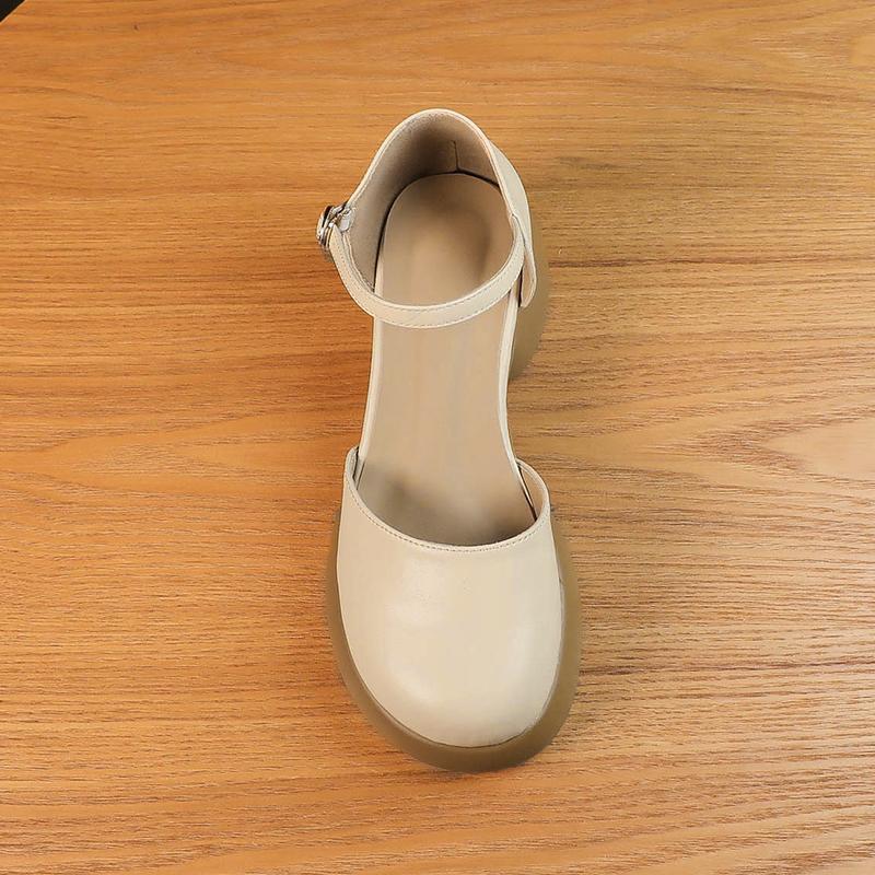 Baotou Sandalen Damen Sommer neu dicker Absatz Ein-Wort-Schnalle hohl Mary Jane Einzelne Schuhe Sommermodelle