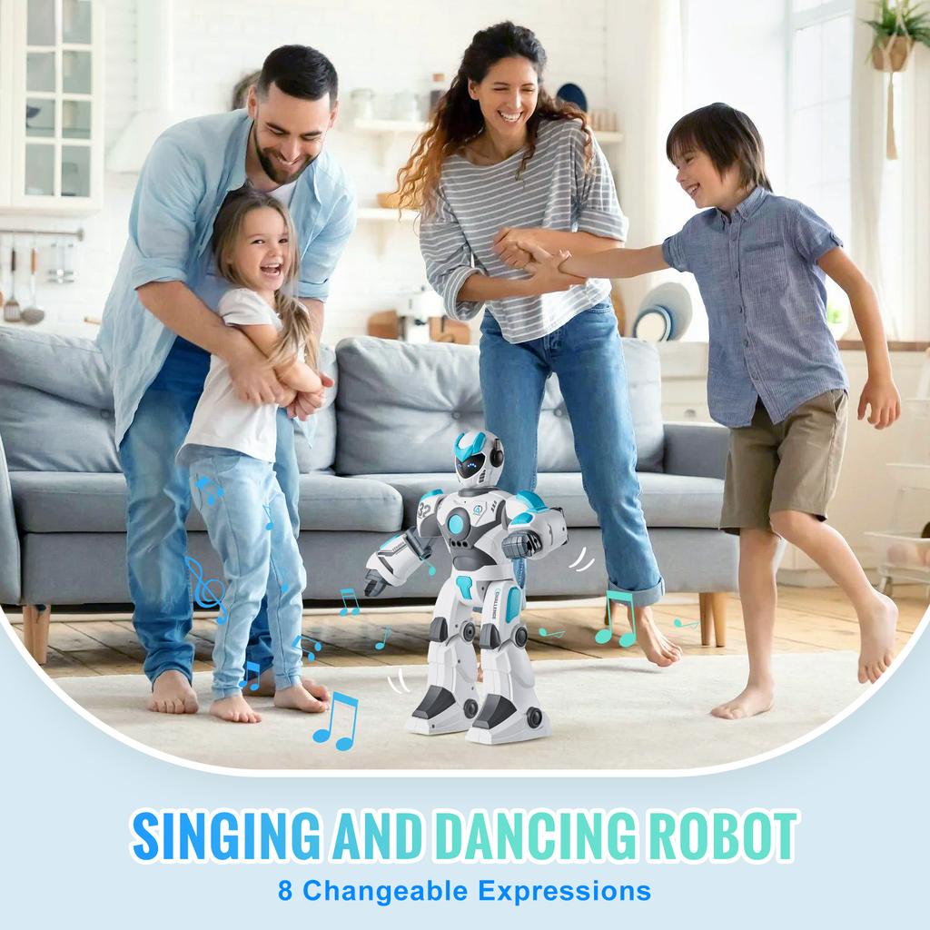 SucceBuy RC Robot Toys Mechanical Combat Police Early Education Intelligent Robot Electric Singing Children's Birthday Gift