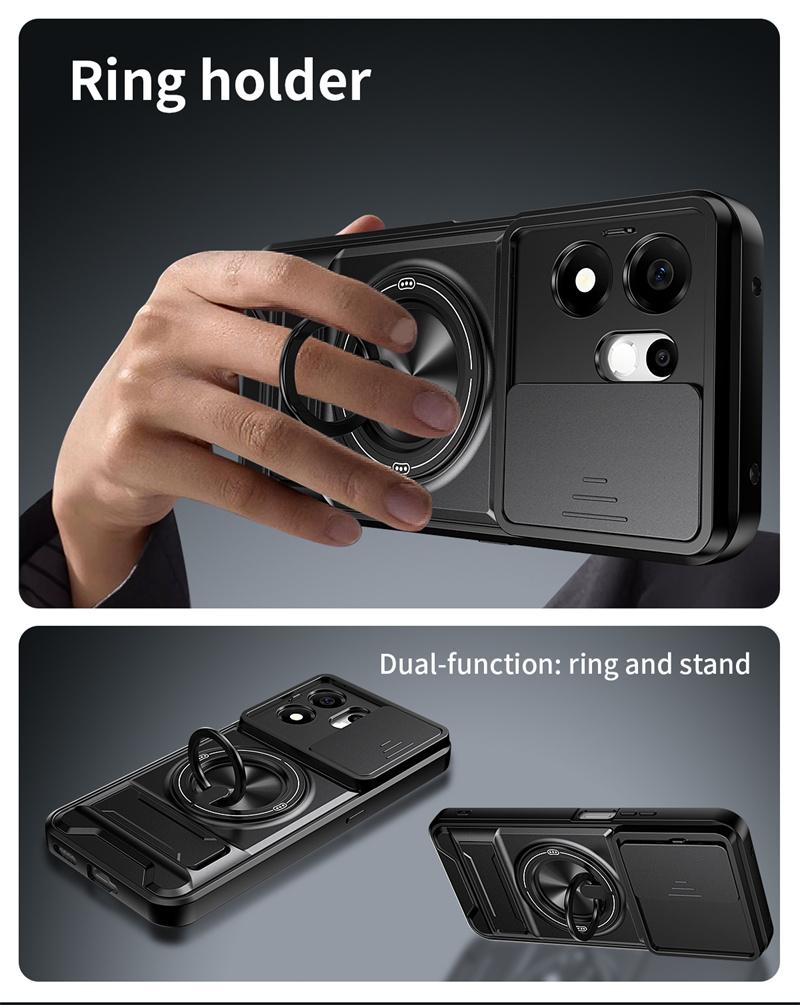 For Honor 600 Smart 5G Case Armor Slide Lens Protector Phone Cover For Honor 600Smart 5G Car Magnetic Holder Ring Stand Funda
