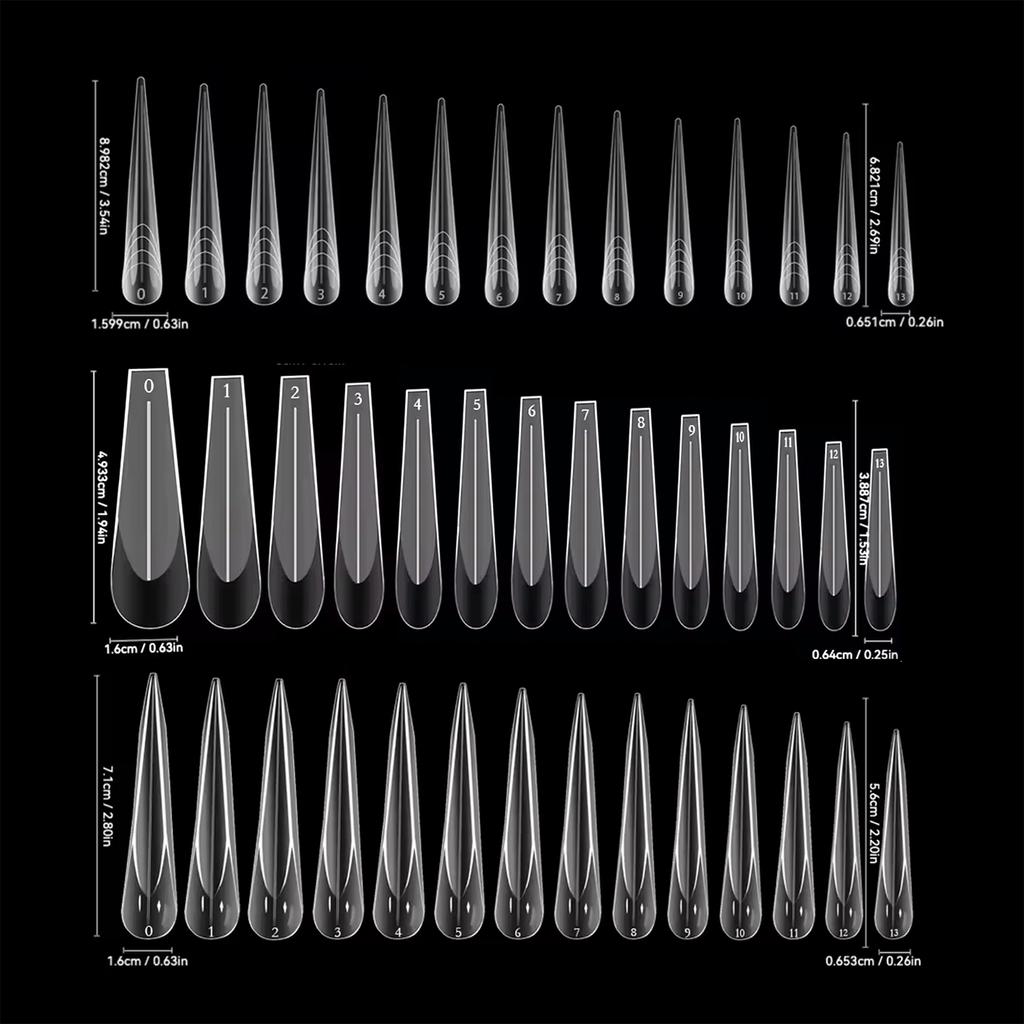 6-in-1 Clear Nail Dual Forms Full Cover Poly Extension Gel Nail Mold Curved Stiletto Acrylic Nail Top Forms Manicure Tools 84pcs