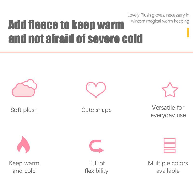 Outdoor Women Imitation Velvet Gloves Touch Screen Lovely Half-Finger Flip-Top Outdoors Gloves Solid Color Soft Knitted Mittens