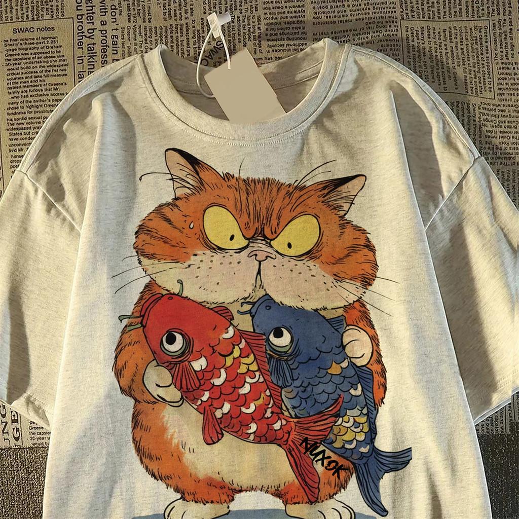 

Summer Design Sense Cartoon Owl Printed Round Neck Short Sleeve Unisexs and Womens Loose Short Sleeve Tshirt Top 3XL