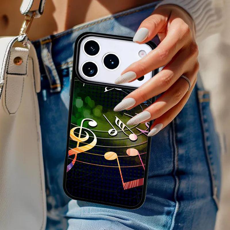 Music Notes soft Phone Case For iPhone 17 Air 14 15 13 12 Max Cover For Apple 16e 11 Pro Max Plus Coque