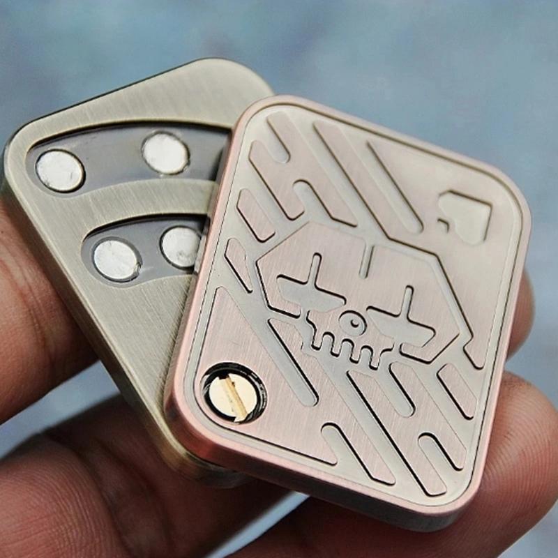 KK AA Fidget Slider Metal Skull Push Slider Stress Relief Toy Anti Stress EDC Top Spinning Poker Toys Adults Gifts