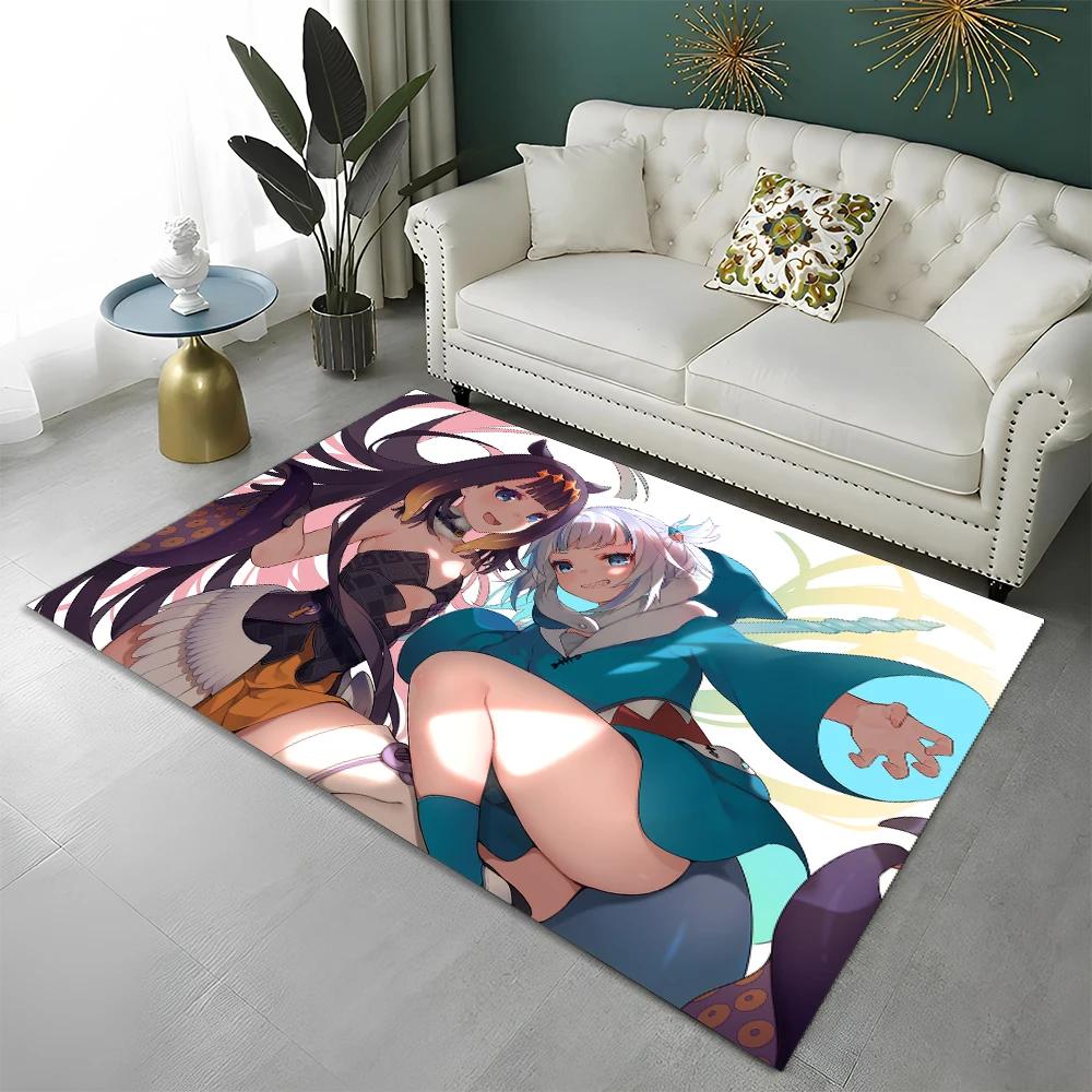 3D Cute Gawr Gura Hololive Cartoon Carpet Rug for Home Living Room Bedroom Sofa Doormat Decor,kids Area Rug Non-slip Floor Mat