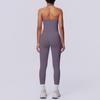 Seamless Solid Color Halter Backless Bodycon Yoga & Running Set