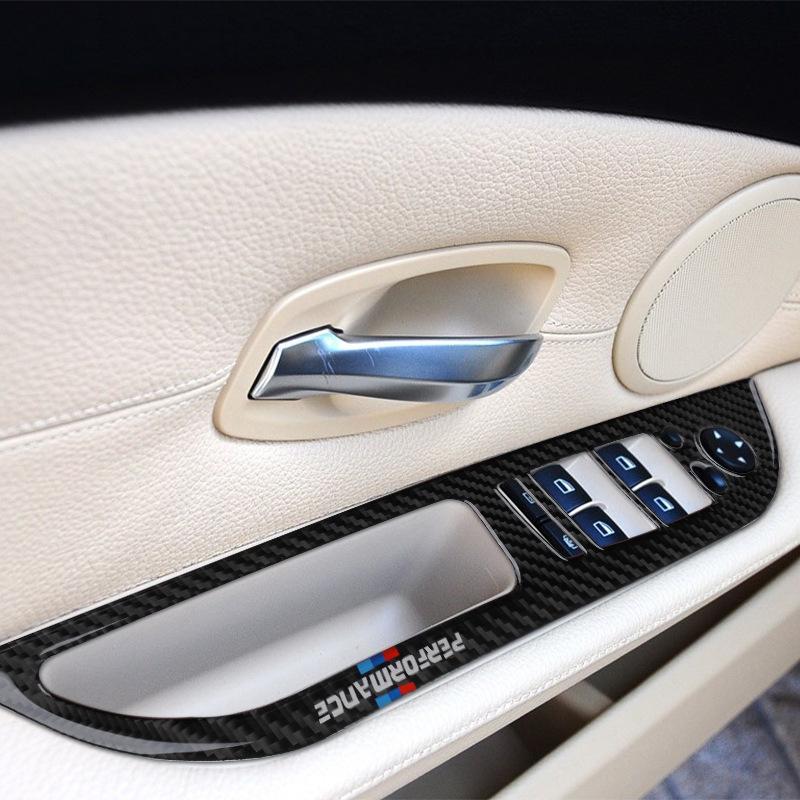 4Pcs Window Lift Switch Panel Cover Stickers Trim For BMW 5 Series E60 E70 E71 520 523 525i 530li 2005-2010 Years 