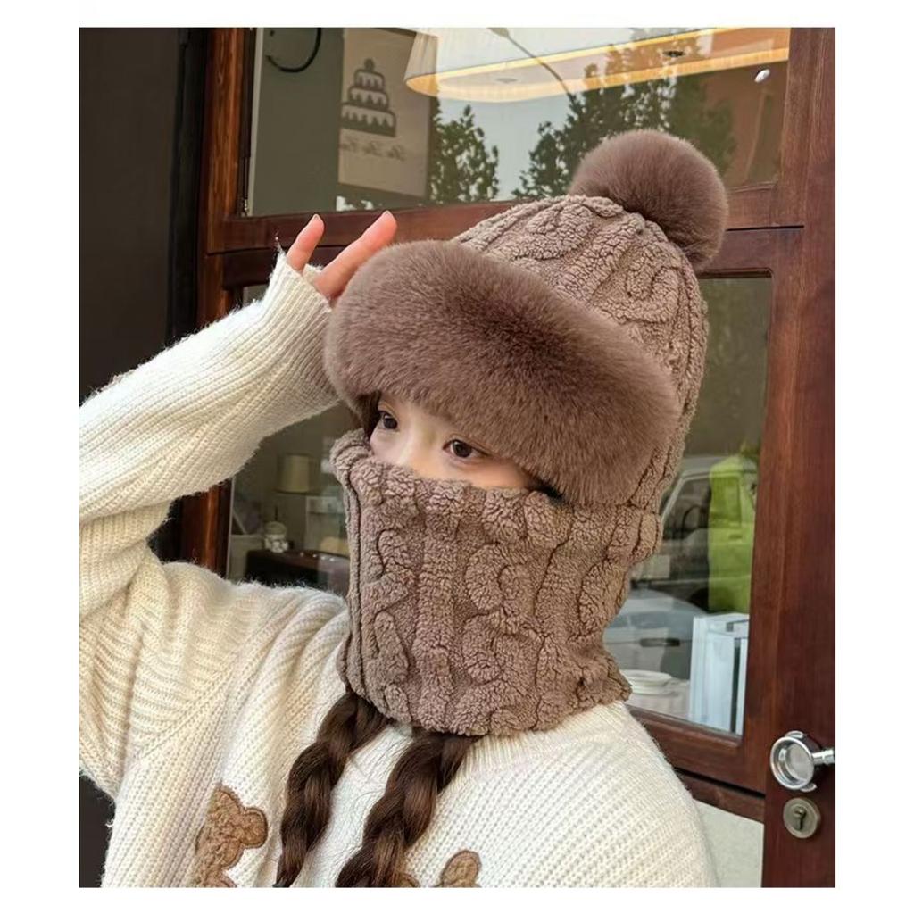 Hats, Women's Hats, Double-layered, Thickened, Cycling, Windproof Hats, Cold-proof Hats, Scarves, Warm Hats, Ear Protectors, Hats, Headscarves