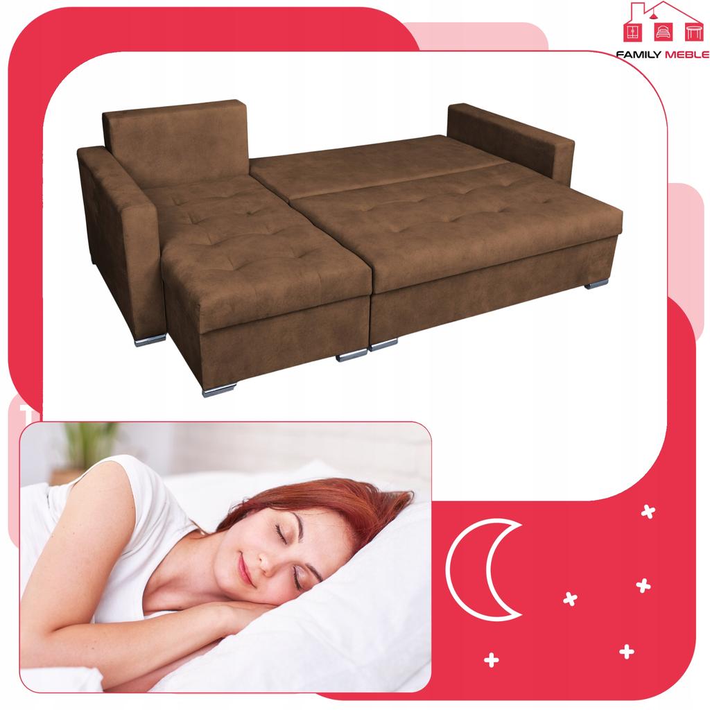 Varius Corner Sofa Bed with Sleeping Function Family Furniture Corner Brown Without