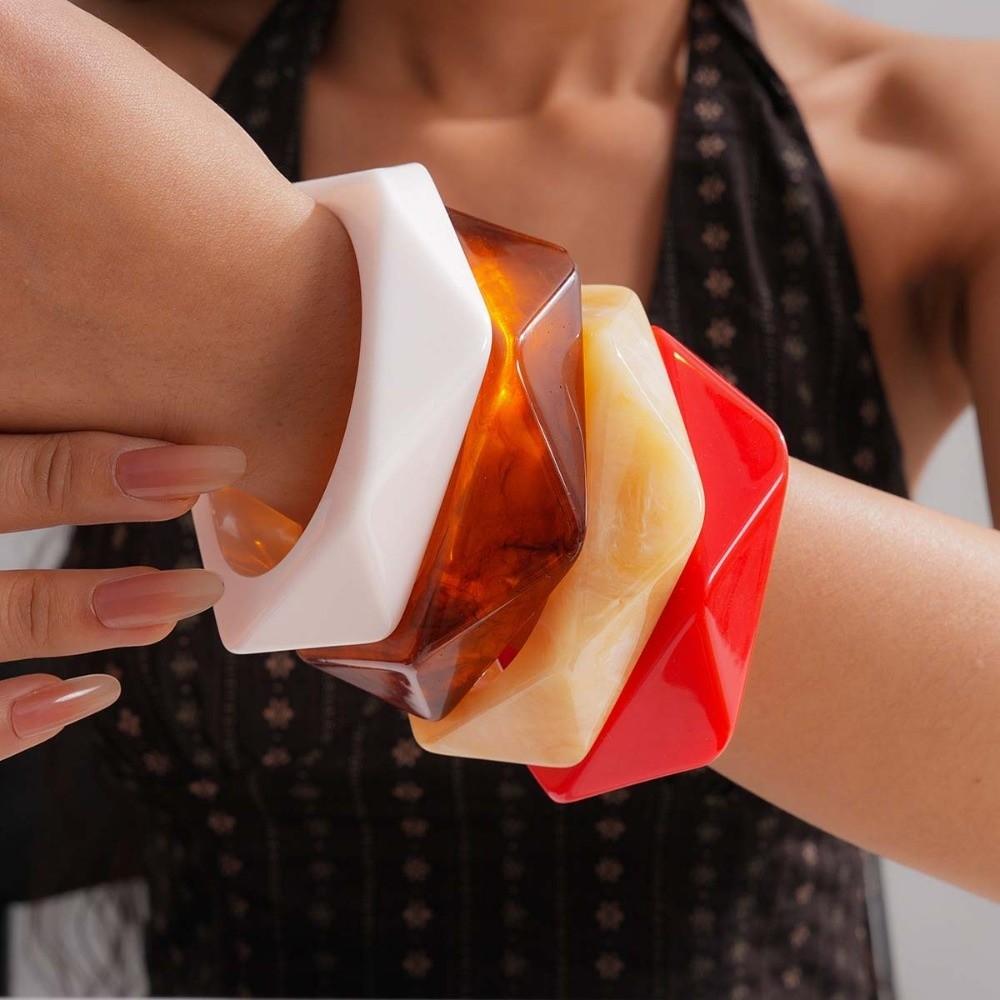 Bohemian Vintage Resin Bangle Europe American Style Minority Design Irregular Wide Bracelet Smudging Jewelry Accessories