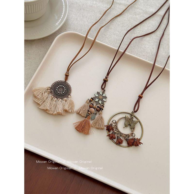 Bohemia Style Butterfly Long Tassel Necklace Fancy Light Luxury Minority Sweater Chain Vintage Necklace Ornament