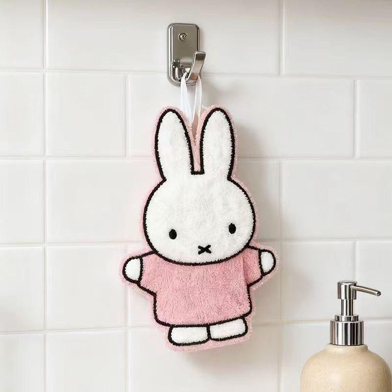 Kawai Miffy Rabbit Hand Towel Thickened Cartoon Wipe Cloth Versatile Household Supply Bathroom Kitchen Washroom Home Decoration