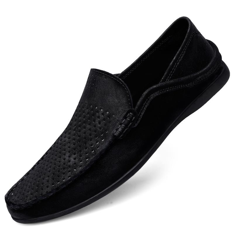 Fashion Hot Selling Breathable Flat Bottomed Loafers Shoes Men's Business Casual Shoes Anti Slip Soft Soled Men's Outdoor Driving Shoes
