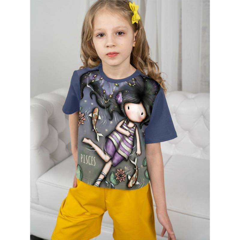 

Детская одежда для девочек, милые футболки с 3D-принтом и мультяшной графикой, летняя футболка с круглым вырезом и короткими рукавами для девочек, детская одежда 160