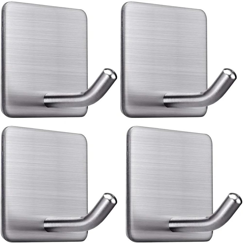 4Pcs Punch-Free Wall Mount Hook 304 Stainless Steel Kitchen Bathroom Home Hanging Hook