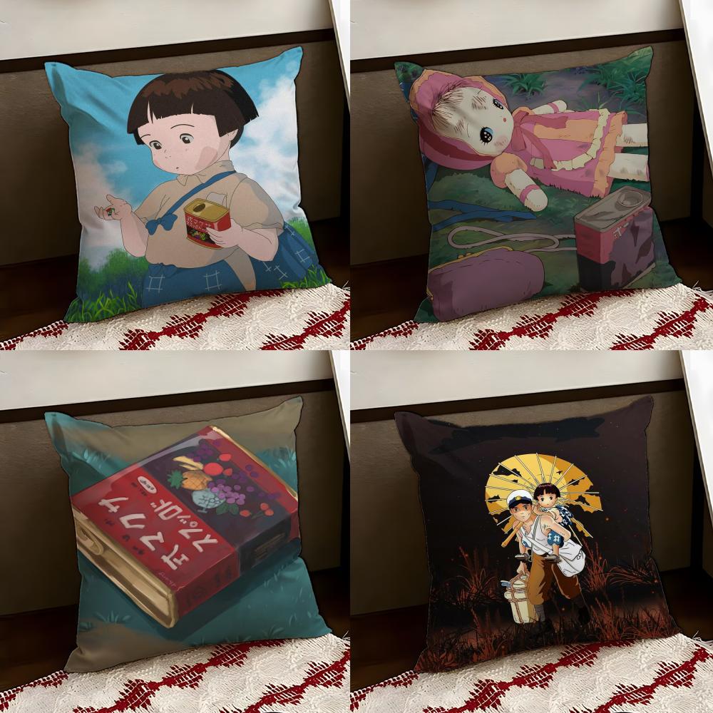 GGrave of the FFirefliesS Cushion Cover Reversible Soft Durable Pillow Cover Home Car MultiScene Use for Daily Comfort