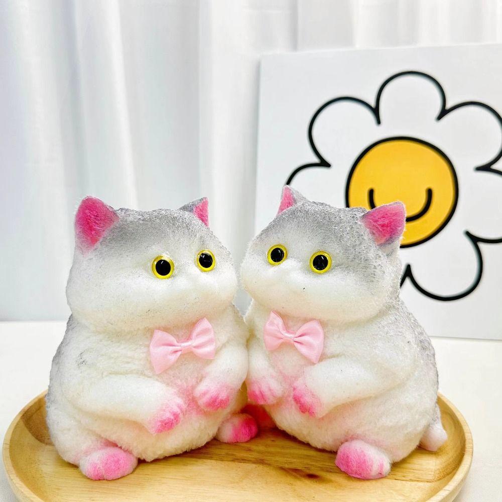 Cartoon Cat Shaped Squeeze Toy Cat Bell Artificial Doll Squeeze Toy  Office