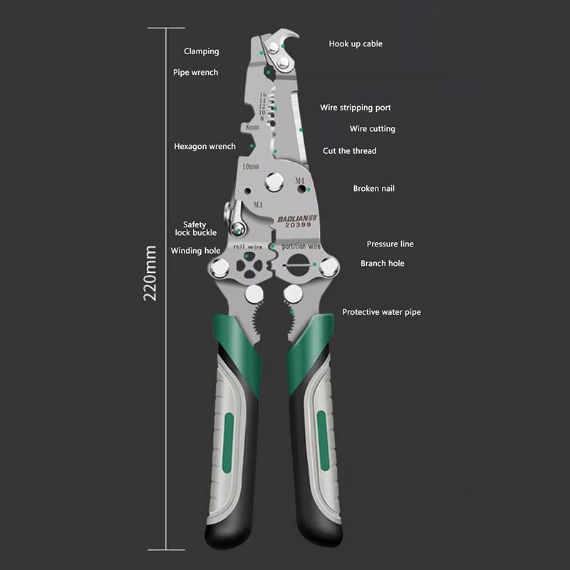 Electrician Wire Crimper Peeler Pliers Cables Stripping Multifunctional Press Plier Terminal Crimping Gross Side Cutting Tool