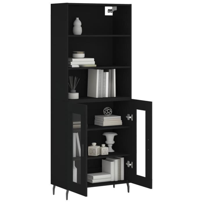 VidaXL Buffet haut Noir 69,5x34x180 cm Bois d'ingénierie 3189334
