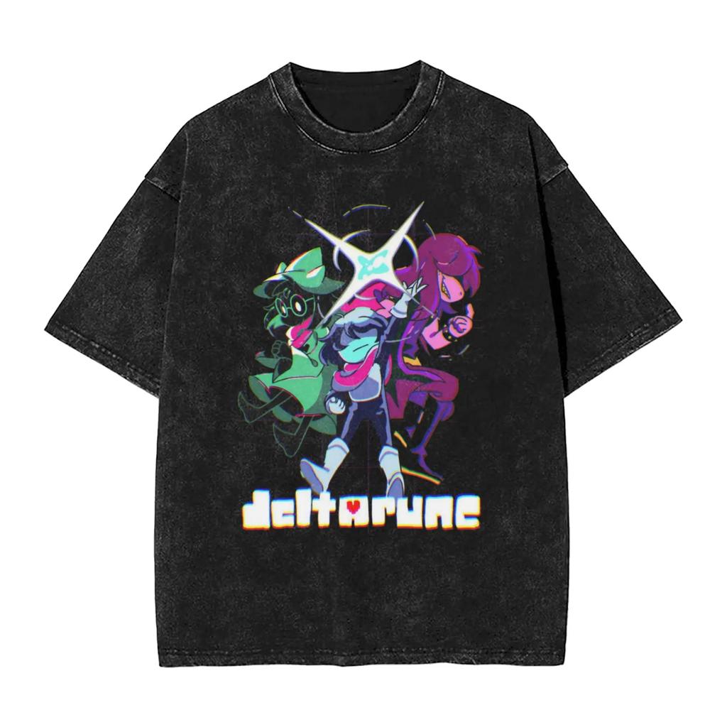 Giochi di Ruolo Deltarune Kri Susie Ralsei Il Mondo Oscuro Stampa Grafica Magliette Uomo Donna Cotone Lavato Vintage Top