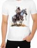 T-Shirt da Scout Indiani Nativi Americani a Cavallo alla Ricerca del Bufalo